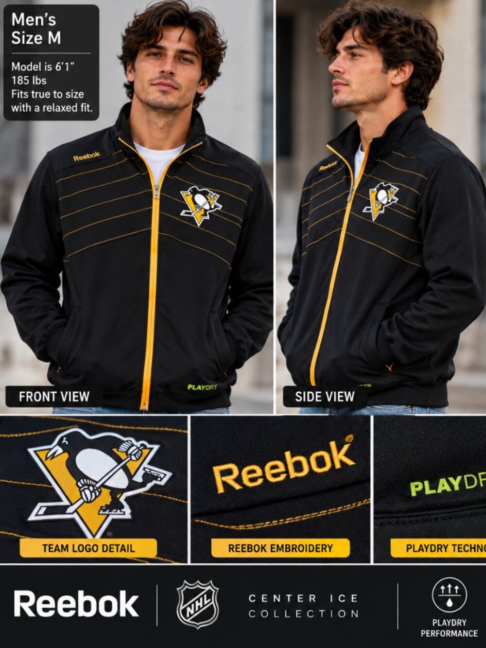 Reebok Pittsburgh Penguins NHL Center Ice Jacket Men’s M